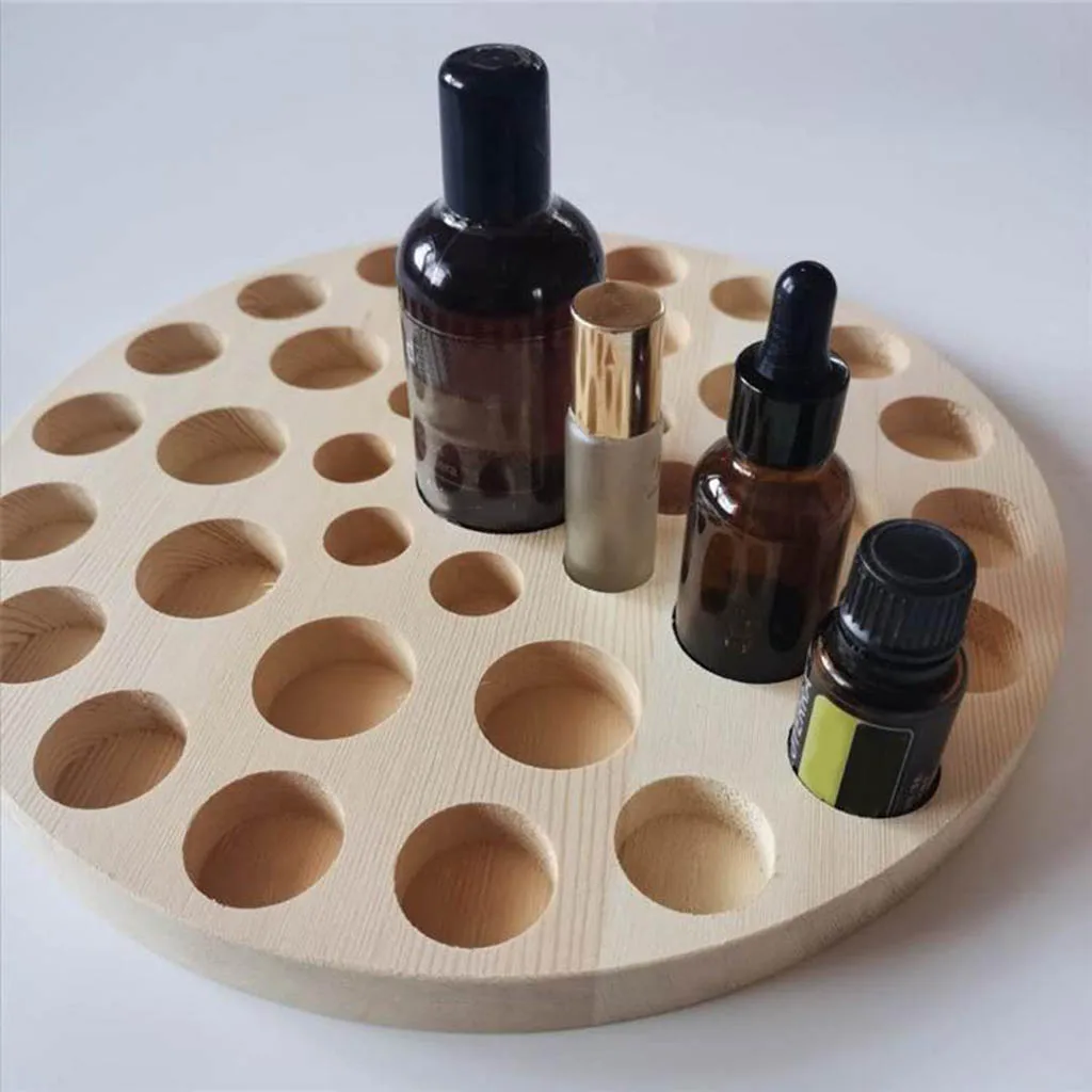 37 Slots Essential Oil Rack Tray Wooden Storage Case Organizer Stand Holders Box