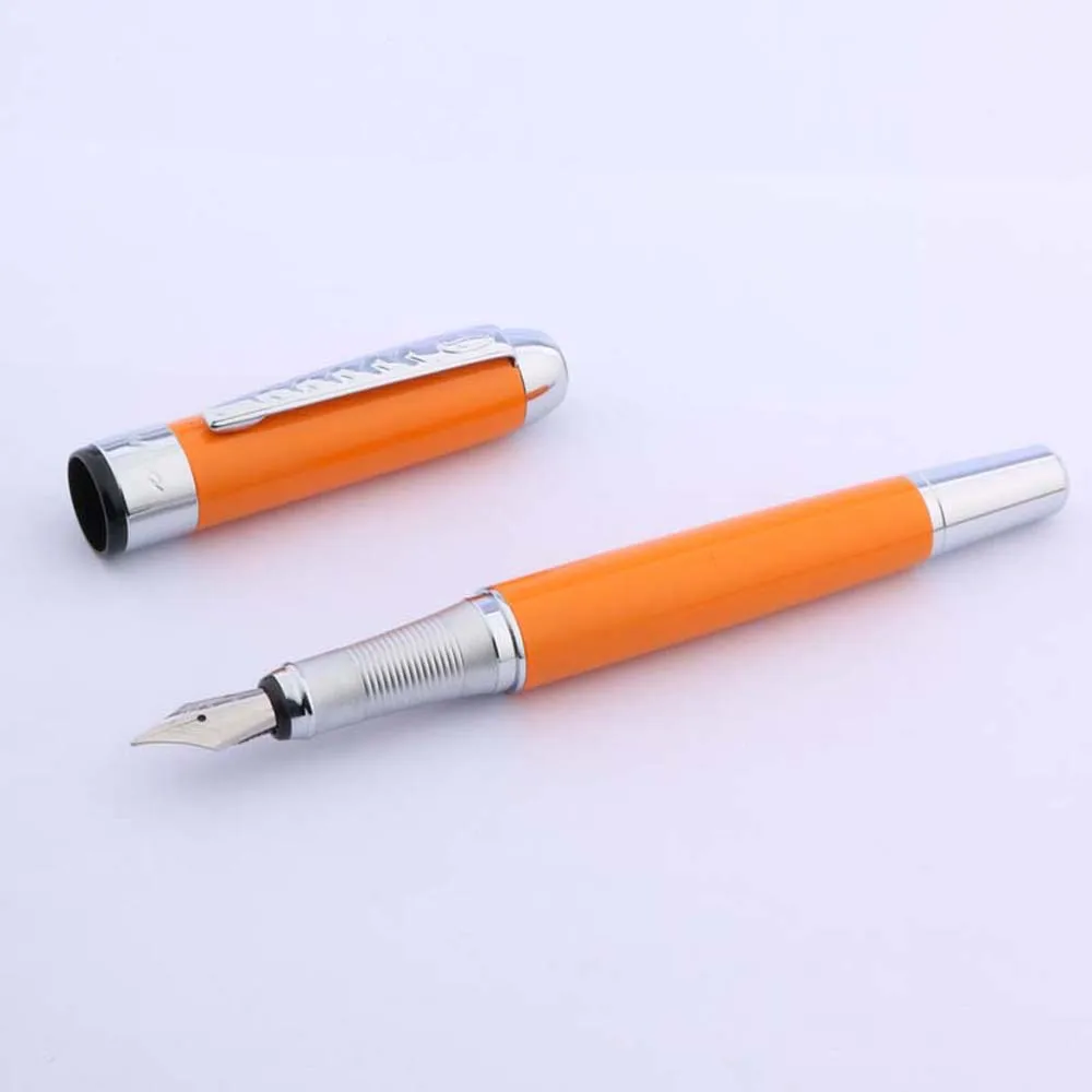 Ручка перьевая jinhao оранжевая металлическая серебристая 250 пробы|fountain pen|pen fountain