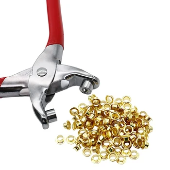 

Leather Hole Snap Punch Eyelet Pliers 100pcs Grommets Repair Hand Puncher Tool