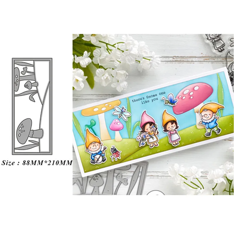

New Dies For Rectangular mushroom frame Metal Cutting Dies Embossing Scrapbooking Stencil Craft Cut Dies For DIY Card Handmade