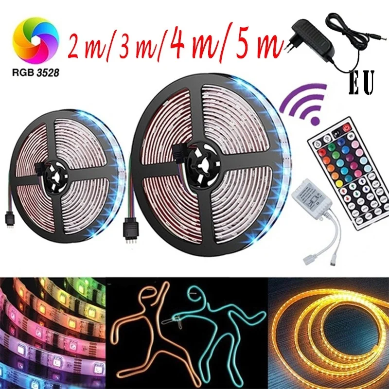 44Key RGB ИК-пульт дистанционного управления+ 5/4/3/2M Светодиодные ленты 60 светодиодный s/M RGB Светодиодные ленты светильник 2835 гибкий светильник ing затягивающая лента
