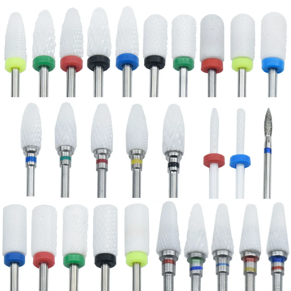 Broca de clavo de cerámica, máquina pulidora para manicura y pedicura, 28 tipos