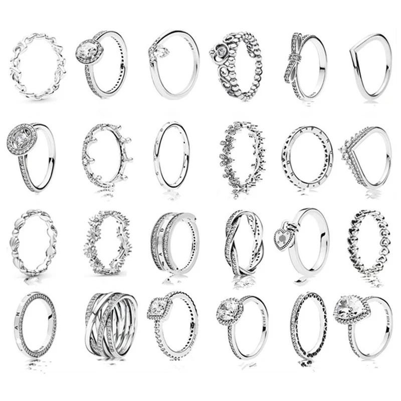 Pandora 925 anel de prata esterlina flor infinita sparking zircon princesa  coração anéis de dedo populares anéis femininos|Anéis| - AliExpress