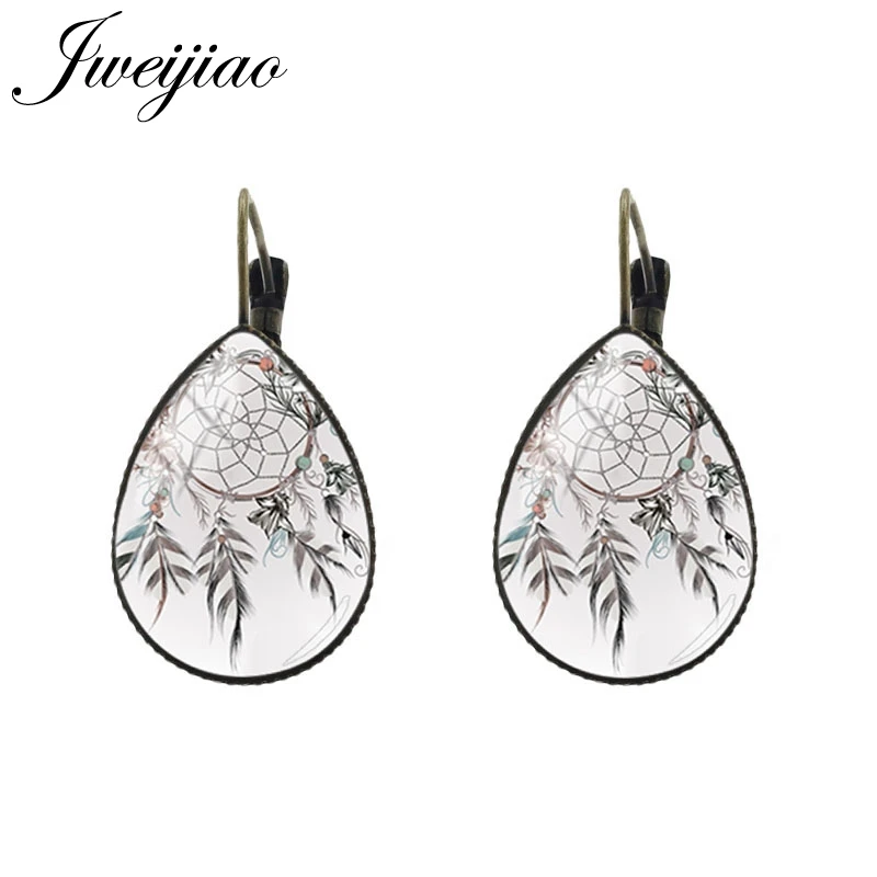 DH79 JWEIJIAO New Arrival Ethnic Boho Dreamcatcher Tassel Dangle Tear water-drop Ear Clip Earrings Bohemian women jewelry gift DH86 - Окраска металла: DH79
