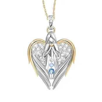 

Fashion popular angel necklace fashion zircon two-tone women's wedding prom party pendant jewelry wholesale