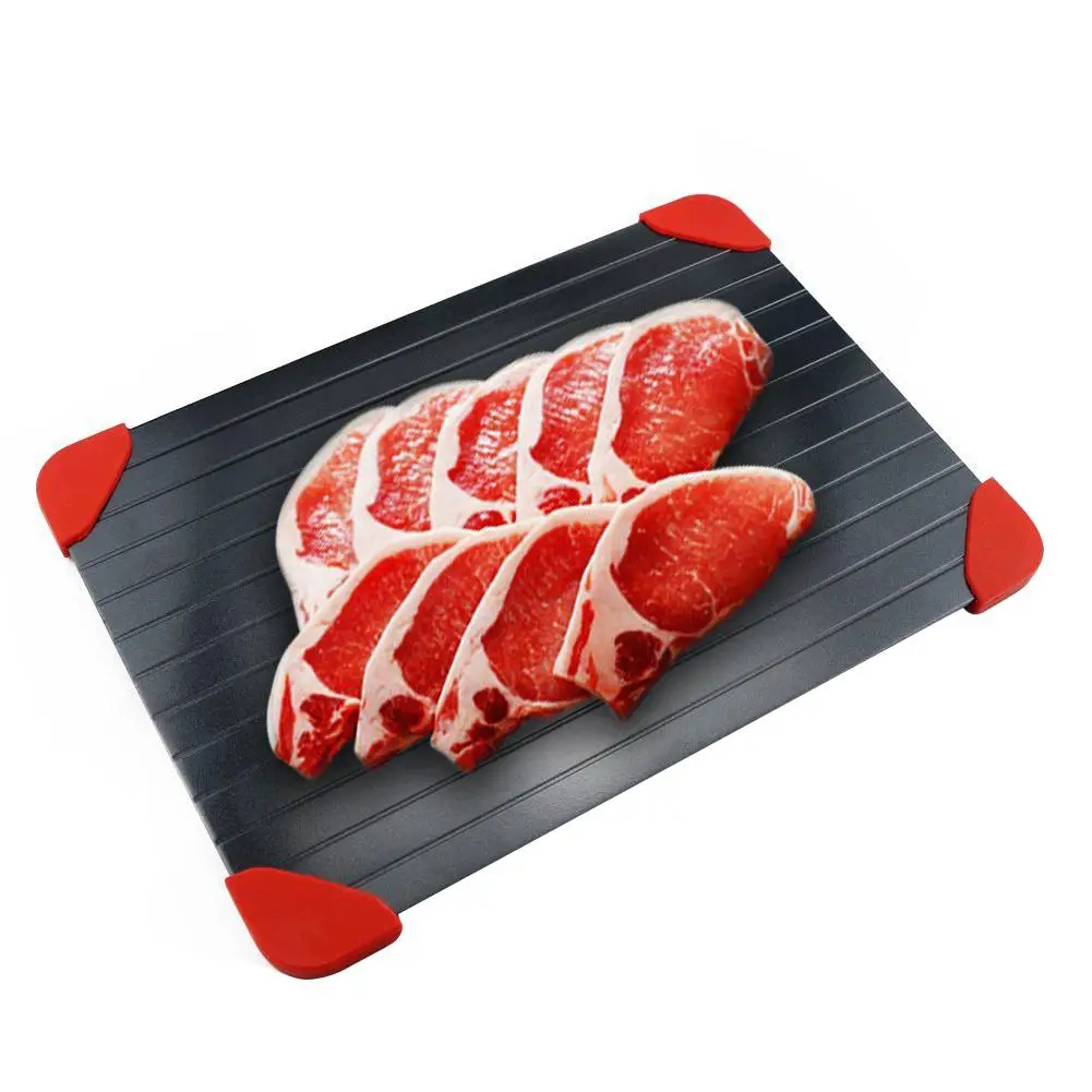 

Aluminum Quick-freezing Defrosting Trays Plate Natural Fresh-keeping Thawing Plates Boards Silicone Protective Legs