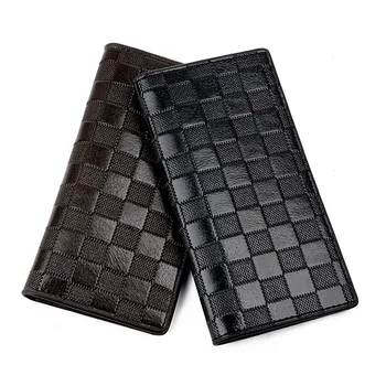 

Men's Long Wallets Leather Grid Coin Purse Wallet Men Money Bag Credit pocket Card business Wallet Man