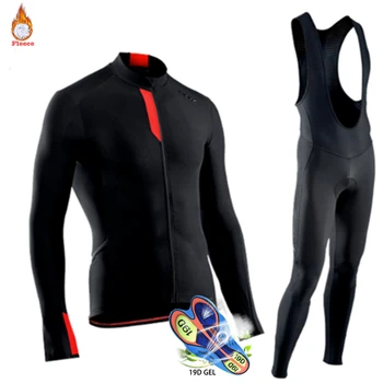 

2020 Northwave Warm Winter Thermal Fleece Cycling Clothes Men's Jersey Suit Outdoor Riding Bike MTB Clothing Bib Pants Set NW