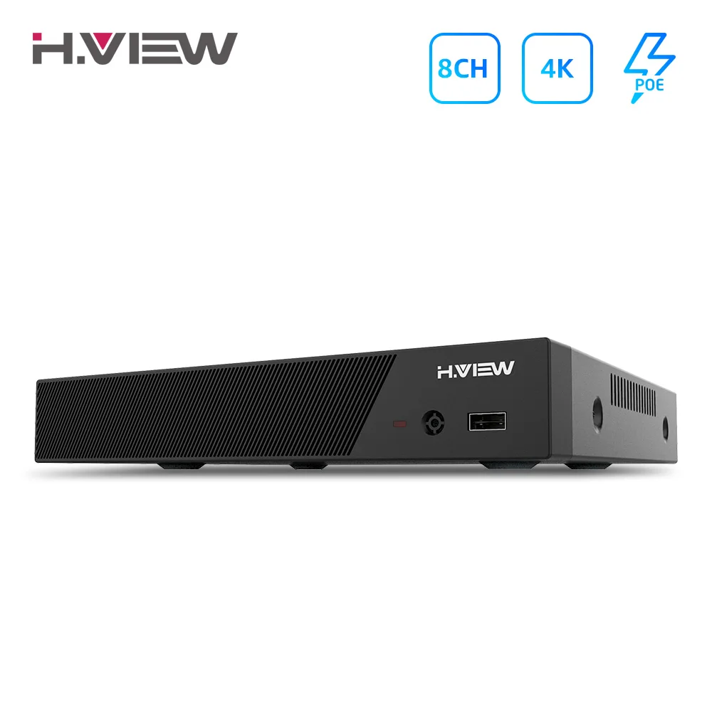 H.View-sistema de seguridad Cctv 4K 8 canales, H.265, grabadora de Audio/vídeo, red de vigilancia de 8Mp para cámara Ip Poe Onvif, Nvr Poe