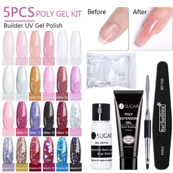 

UR SUGAR Color Poly UV Gel Set Building Nail Extension UV Gel Varnish Nails Kit Finger Extension Tools Builder Nail Gel
