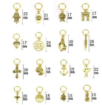 

10Pcs/Pack Gold 14 styles Charms diy hair braid dread dreadlock beads clips cuffs rings Jewelry dreadlock hair accessories