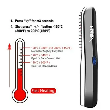 

Men Women Travel Wireless Styling Comb Hair Straightener Home Easy Use Portable USB Charging Multifunction Curling Iron Wet Dry