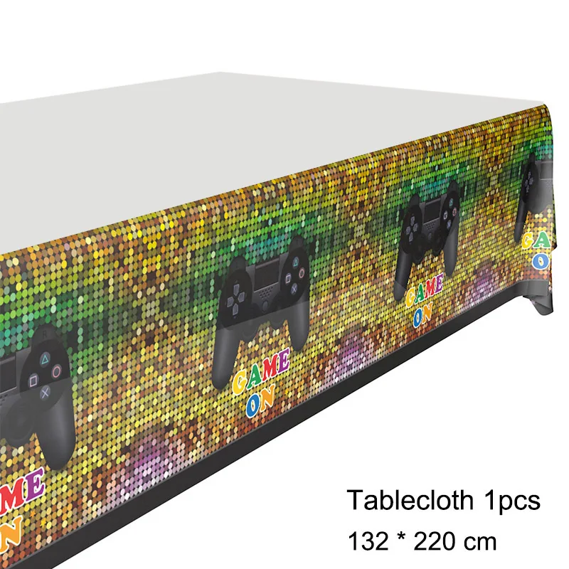 Вечерние одноразовые столовые приборы для мальчиков с игровой тематикой, бумажные тарелки, чашки, скатерть для детей на день рождения, украшения для душа - Цвет: Tablecloth 1pcs