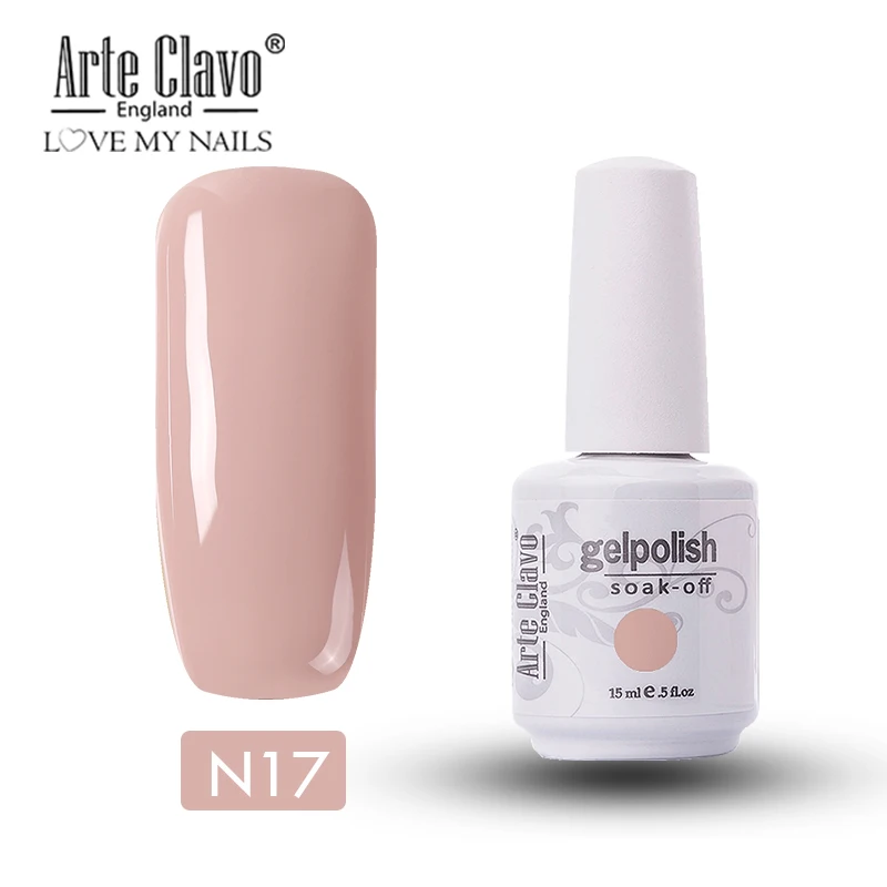 Arte Clavo Гель-лак для ногтей телесный цвет розовый длительный получить Блестки для ногтей замочить от УФ светодиодный 15 мл Полупостоянный DIY Гель-лак для ногтей - Цвет: N17