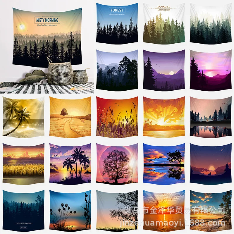 

Bohemian Series Short Plush Sanding Valance Ins Landscape Tapestry Cloth Custom Night Sky Background Cloth Nepal