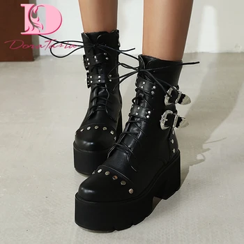 

Doratasia 2020 Big Size 44 Cool Thick Platform Brand Winter Women Shoes Shoelaces Cosplay Ankle Boots