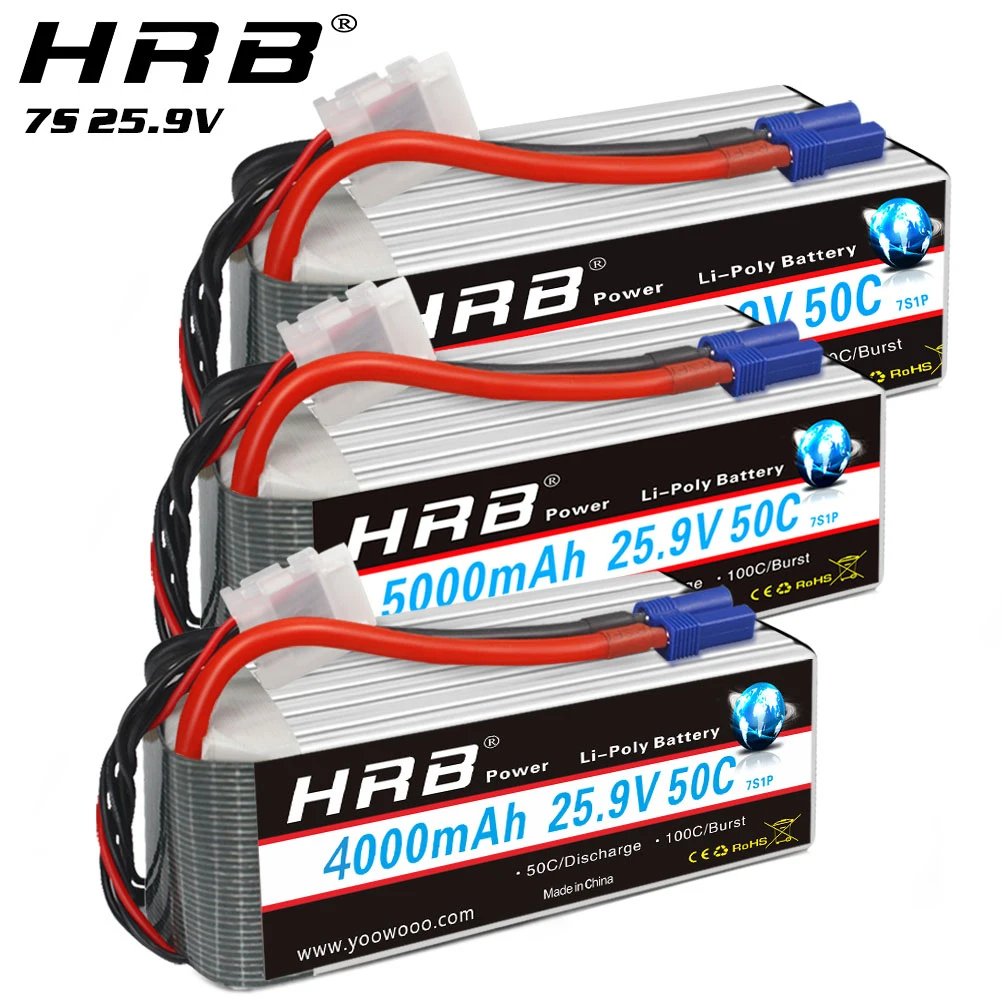 HRB 7S Lipo 배터리, 25.9V 5000mah 6000mah 4000mah 3300mah heli 배터리 XT90