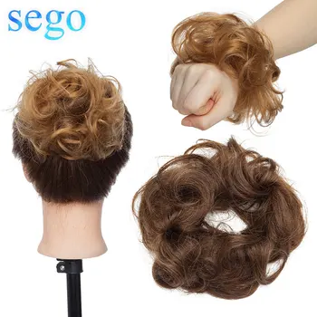 

SEGO 100% Real Human Hair Bundle Curly Striaght Hair Bun Remy Scrunchies Updos Donut Chignon Hair Extensions Wrap Ponytail 23g