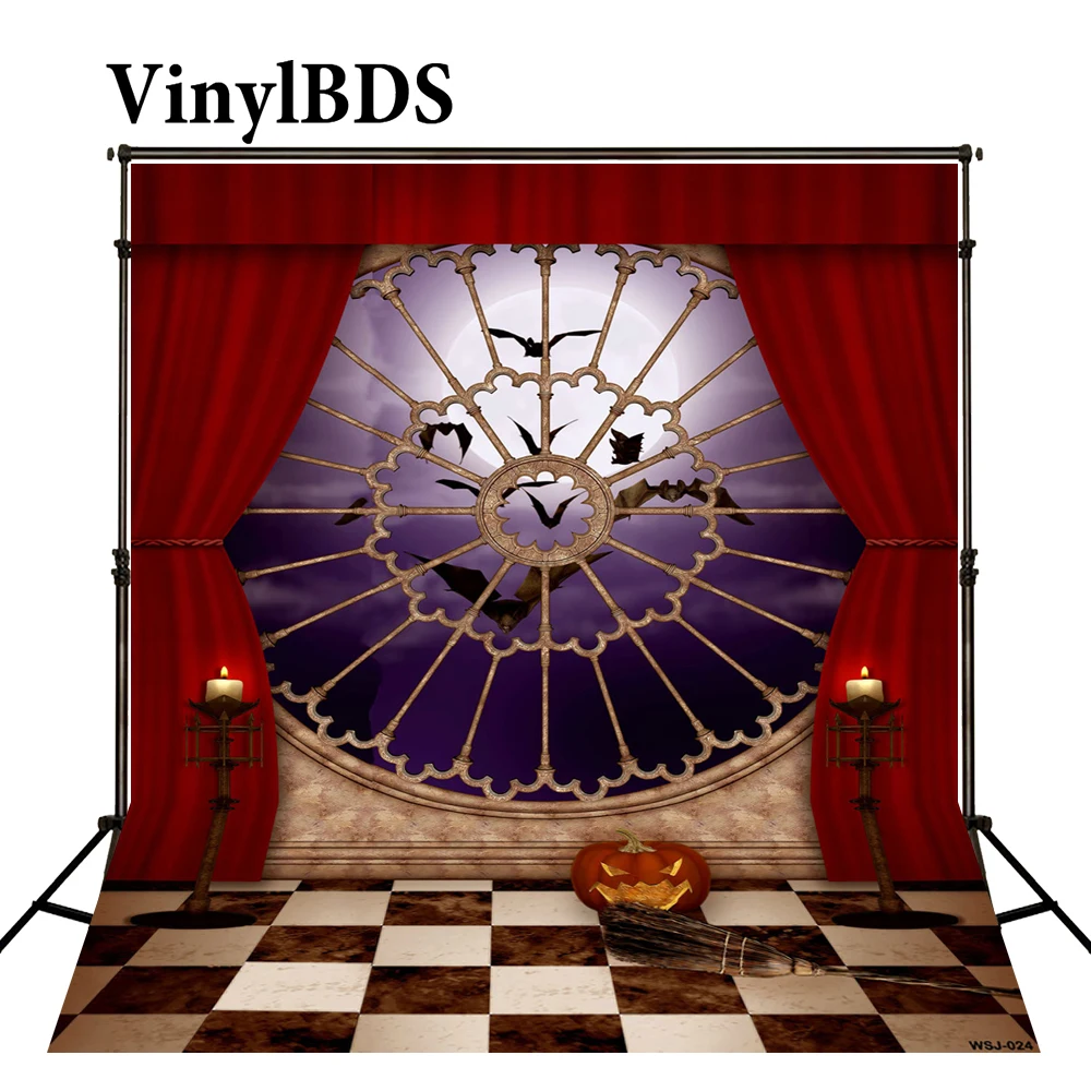 

KATE Photography Backdrop Halloween Backdrops Red Curtain Background Photography Window Backdrops Moon Backgrounds for S