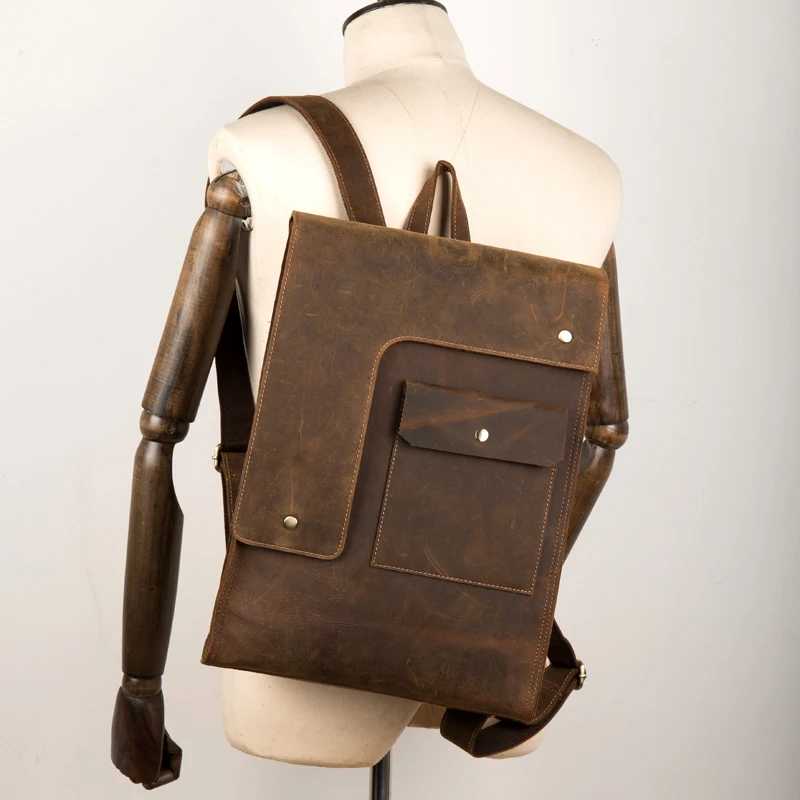 

2019 New Cow Leather Backpack for Men's Business Laptop Rucksack Brand Handmade Vintage School Book Computer Shoulder Bag Bolsa