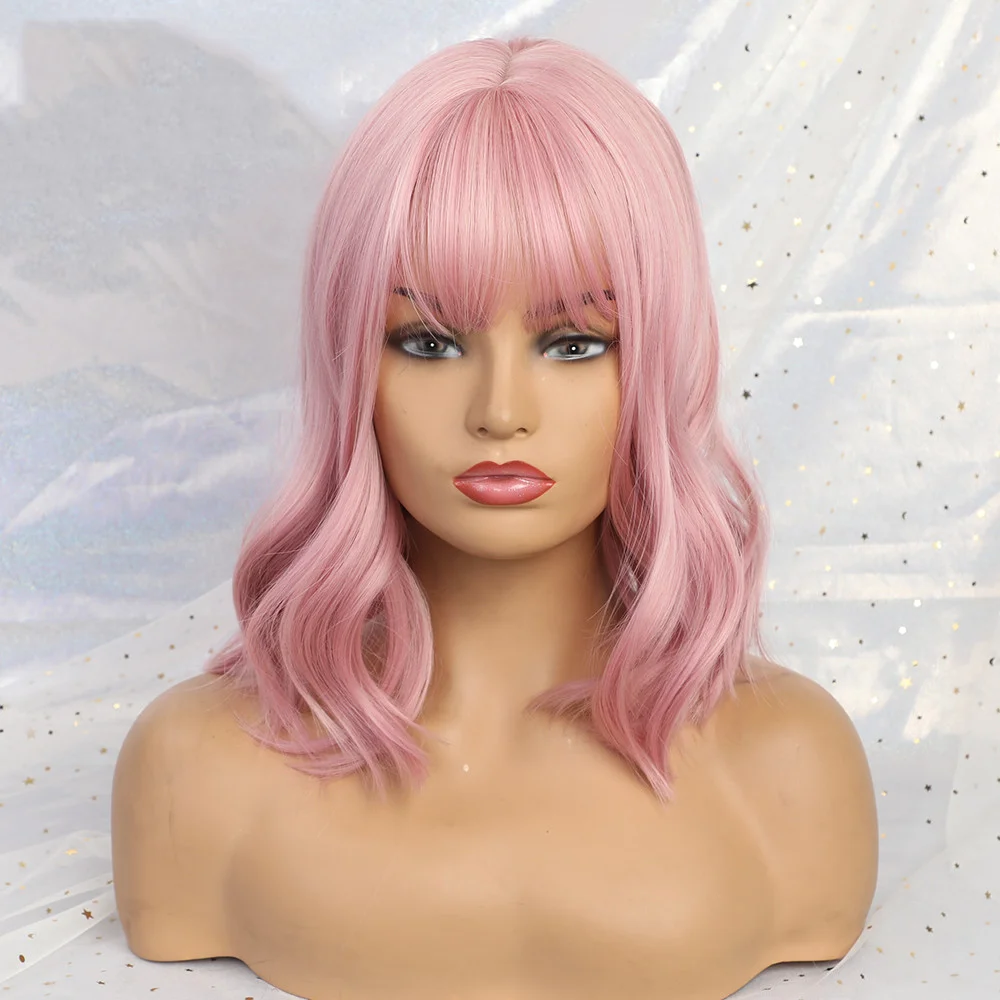 Парики средней длины волнистые синтетические для черных женщин Омбре черные