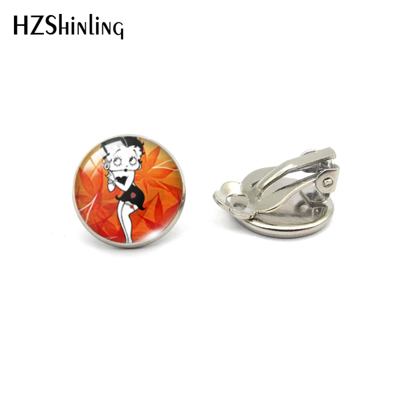 HZSHINLING Новое поступление мультфильм сексуальная Бетти серебряные бронзовые круглые клипсы клип узор милые летние аксессуары