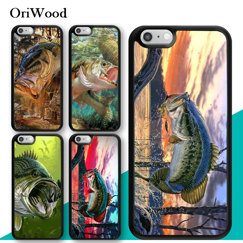 

OriWood Bass FISHING FISH Printed Phone Case For iPhone 6s 7 8 plus X XR XS 11 pro max Samsung Galaxy S6 S7 S8 S9 S10 plus