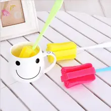 1 бутылка из ПК с длинной ручкой Губка стакан для щеток стеклянный контейнер с кистью для мытья молока очиститель кухонные инструменты аксессуары для малышей