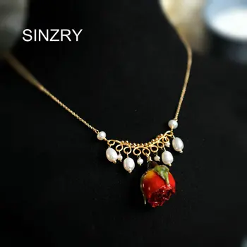 

SINZRY new handmade natural freshwater pearl preserved flower vintage sweety jewelry