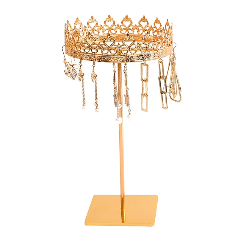 

Gold Jewelry Earring Holder Necklace Display Organizer Rack