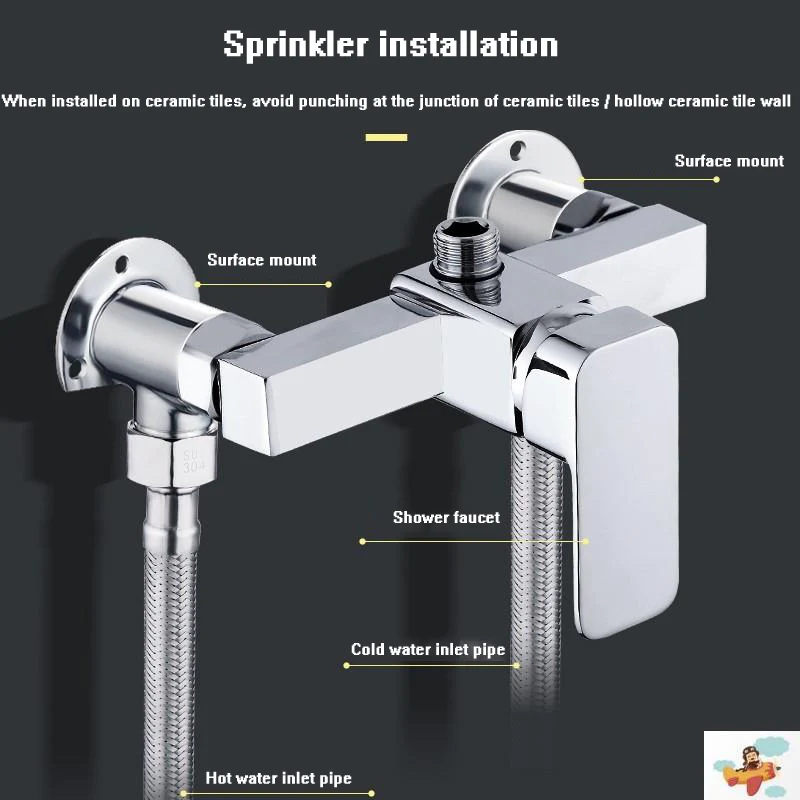 Shower Concealed Installation Changed to Open Installation, All Copper Base Adapter, 4/6
