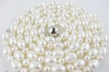 

44'' White 8mm Rice Freshwater Pearl Necklace