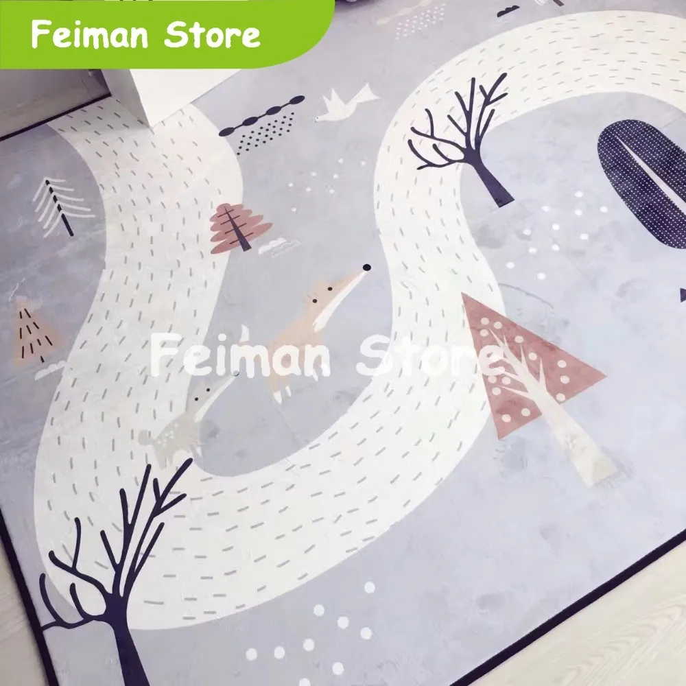 

150X190CM Crystal Cashmere Carpets For Living Room Cartoon Children Bedroom Rugs And Carpets Coffee Table Area Rug Kids Play Mat