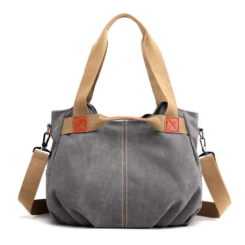 

New Style Canvas WOMEN'S Bag Single-shoulder Bag Shoulder Bag Fashion Pleated Handbag Large Capacity Travel Handbag