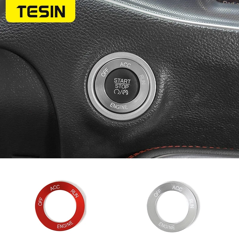 

TESIN Accessories for Dodge Charger 2010+ Car Engine Start Stop Button Switch Decoration Cover for Dodge Challenger 2010+