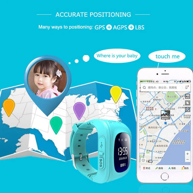 NEW Hot Anti Lost Q50 OLED Child GPS Tracker SOS Smart Monitoring Positioning Phone Kids GPS 5