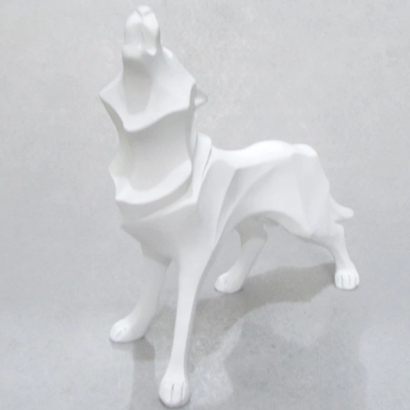 Abstract Totem Wolf Dog Statue Sculpture Geometric Resin Furnishing Home Decoration Accessories Modern Ornament Gifts Crafts