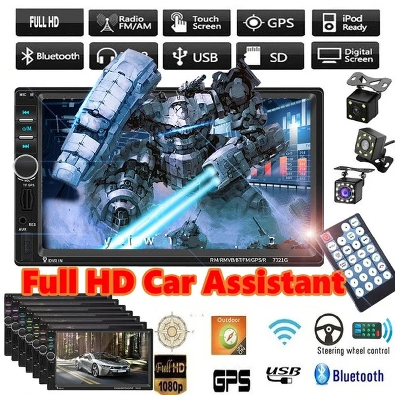 Автомобильный Радио Стерео MP5 плеер 7 "двойной 2Din Авторадио сенсорный Bluetooth gps Navi + камера + gps карта