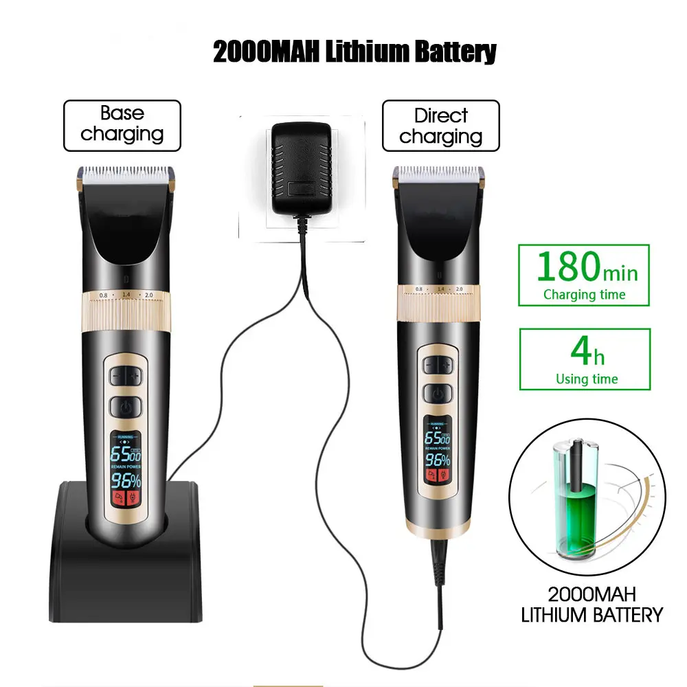 Профессиональная машинка для стрижки волос с ЖК-дисплеем, электрическая машинка для стрижки волос для мужчин и детей, машинка для бритья и стрижки волос, перезаряжаемая машинка для стрижки
