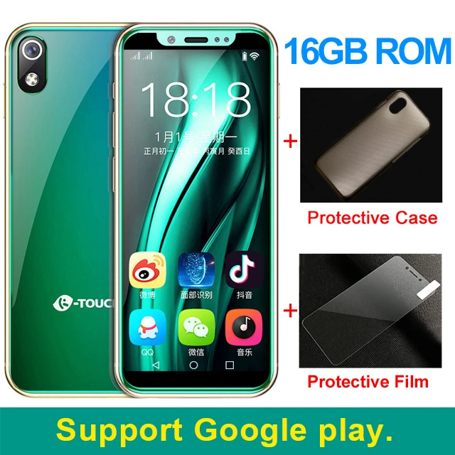 K-TOUCH маленький Маленький разблокированный Супер Мини android смартфон android 8,1 3," Лицо ID телефоны MTK6580 четырехъядерный мобильный телефон - Цвет: Зеленый