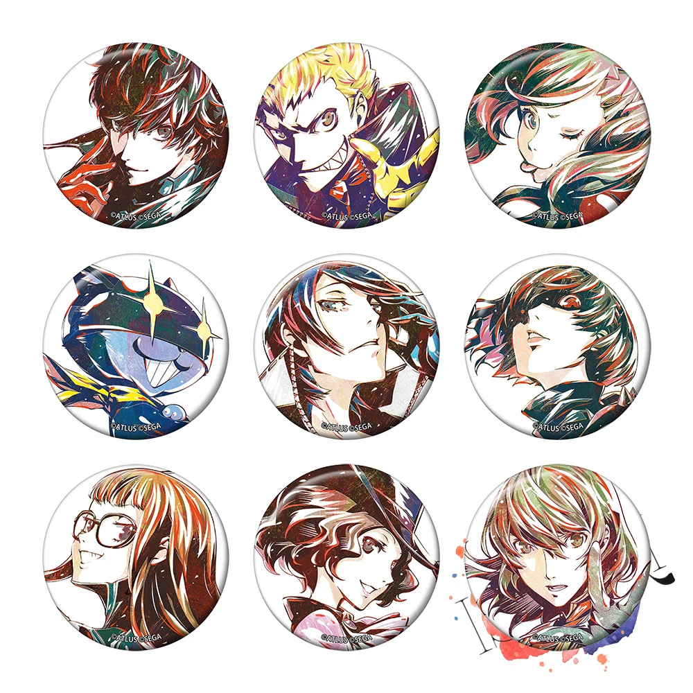 Значок на 5 знаков аниме P5 Ren Amamiya Joker Ryuji Anne Morgana Yusuke Makoto Futaba Haru Goro Akechi металлическая