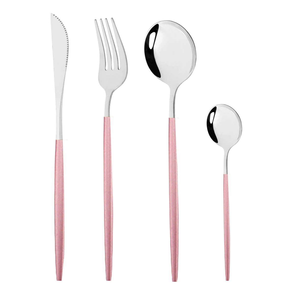 4Pcs Pink Silver