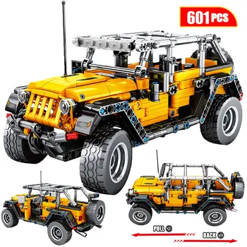 

601pcs Creator Mechanical Pull Back Jeeped Off-road Vehicle Building Blocks For City Technic Car Bricks Toys For Boys