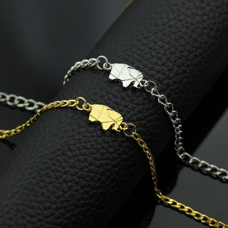 Золотой Серебряный браслет с подвесками, Женские Ювелирные изделия, браслет с изображением слона оригами, лучший подарок дружбы для друзей