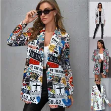 

2021 Spring and Autumn Women's Suit Printing Ladies Casual Small Suit Jacket Trend All-Match Women's Clothing