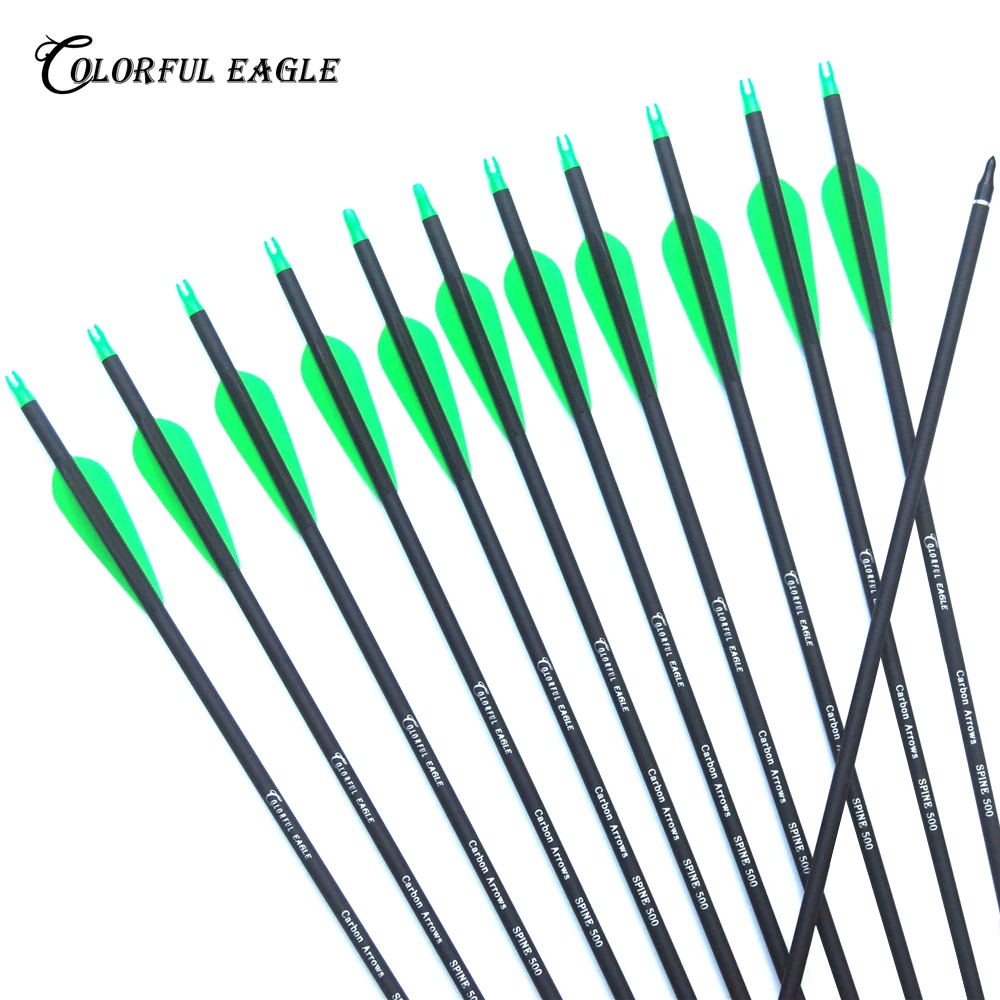 28/30/31 Inches Carbon Arrows Spine 500 OD 7.6mm Replaceable Tips for Compound Recurv Bow Archery Hunting archery arrows