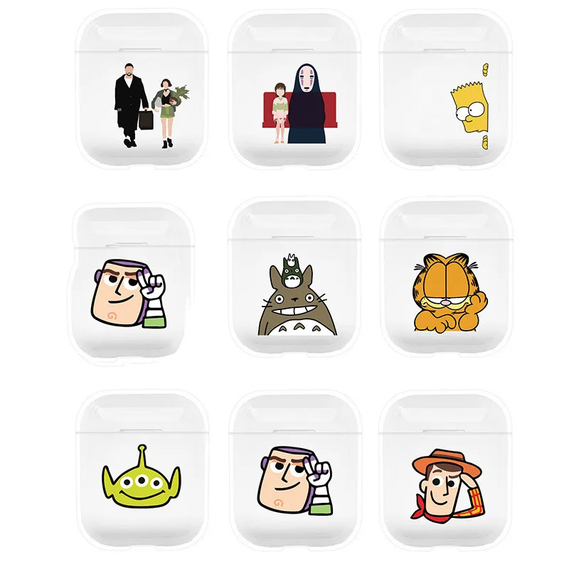 

For airpods case Cartoon Anime Bluetooth Wirele Headphone Case For airpods 1/2 Hard Shell Transparent Cute Charging Case