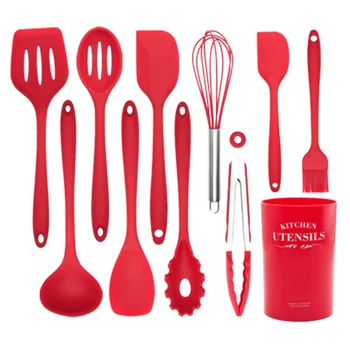 

11pcs/Set Silicone Kitchenware Silicone Nonstick Cookware Spatula High Temperature Resistant Cooking Spatula Soup Spoon