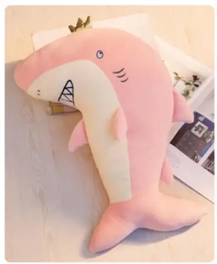 pink shark Игрушек! Милые плюшевые игрушки мультфильм океан животное Корона Акула Дельфин мягкая кукла подушка День рождения Рождественский подарок 1 шт - Цвет: pink shark
