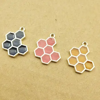 

10Pcs Gold Honeycomb Pendant Blank Resin Frame Open Bezel Setting Jewelry Making